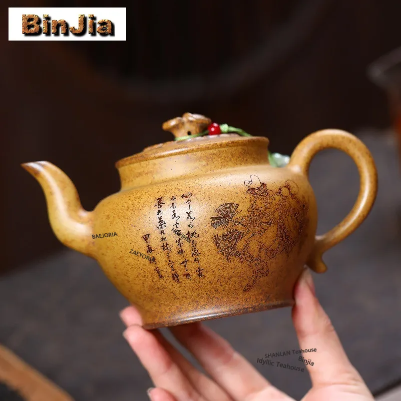 400ml Exquisite Yixing Purple Clay Teapots Artists Handmade Pot Raw Ore The Keel Gold Sand Mud Kettle Zisha Tea Set Collection