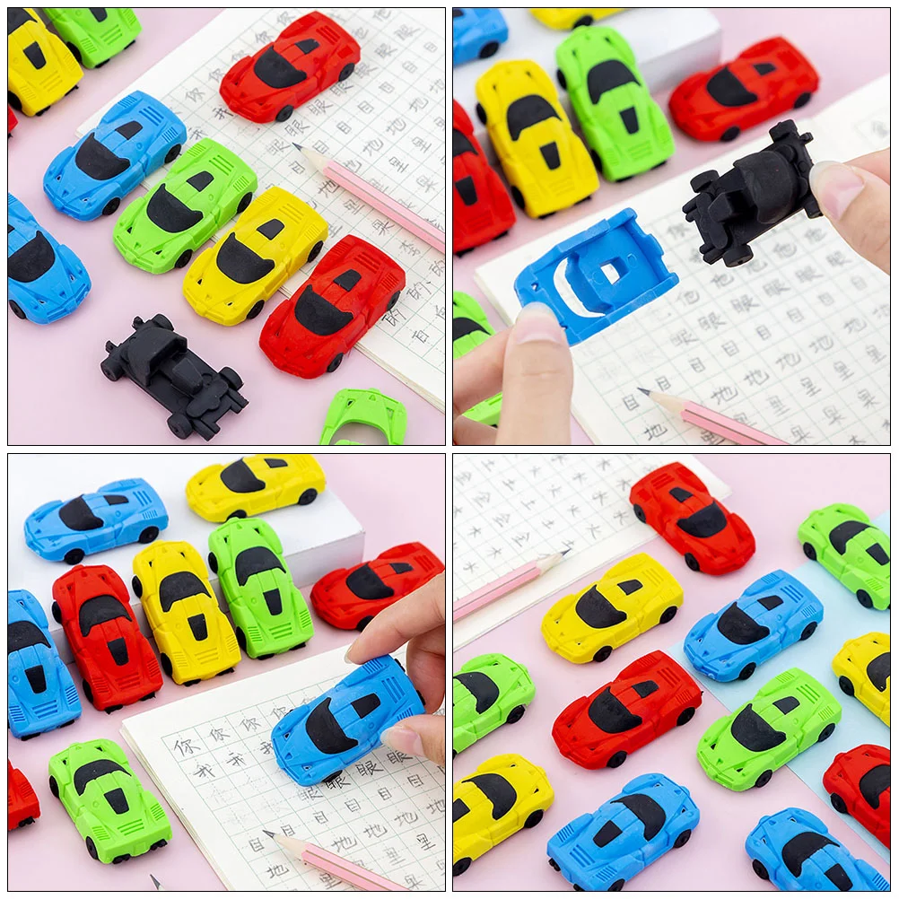 20 Pcs Car Eraser Kids Pencils Toys for Erasers Cartoon Students Design Lovely Detachable