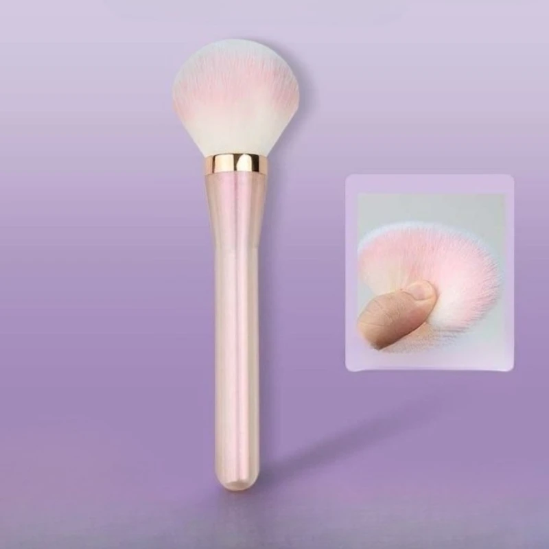 Brocha de maquillaje rosa iridiscente, brocha cosmética, brocha para polvos sueltos, brochas resaltadoras, brochas para colorete, maquillaje de pelo suave, fijación de belleza