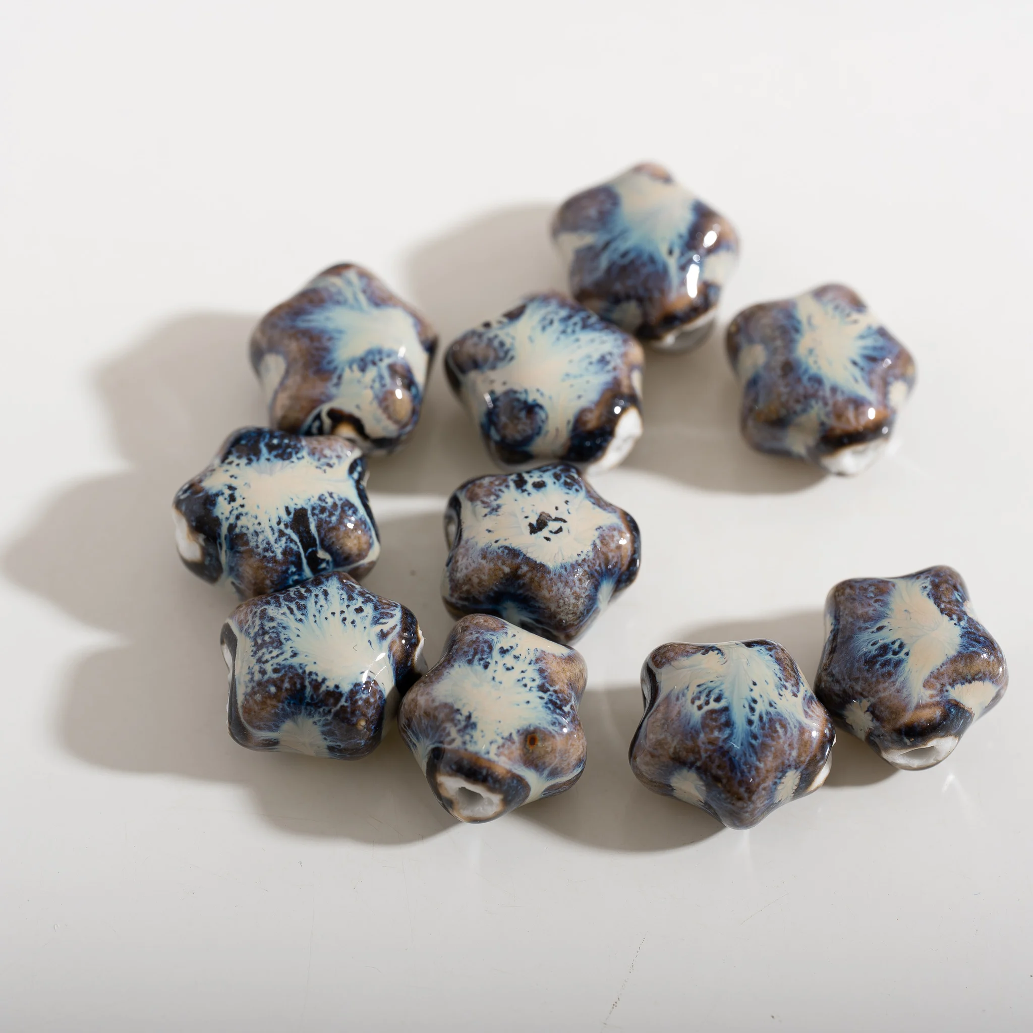 Multicolor Star Ceramic Beads Glossy Glazed Spacer Beads for Jewelry Making DIY Bracelet Necklace Craft Supplies Handmade Potter