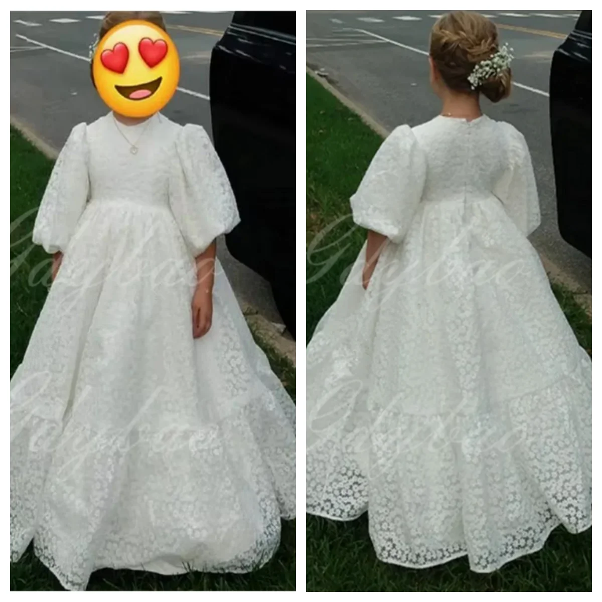 

Платье принцессы для девочек, высококачественное вышитое кружевное платье с цветочным узором для девочек, свадебное платье с пышными рукавами и высокой талией для малышей