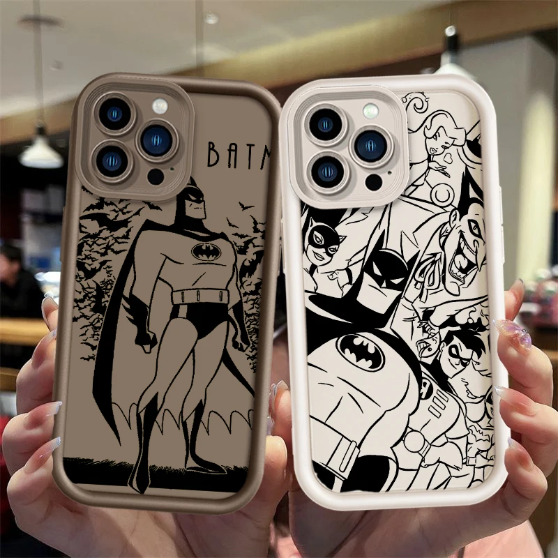 B-Batman Cool Comic For Apple iPhone 15 14 13 12 11 XS XR X 8 7 Pro Max Plus Pro Shockproof Soft Eye Ladder Phone Case