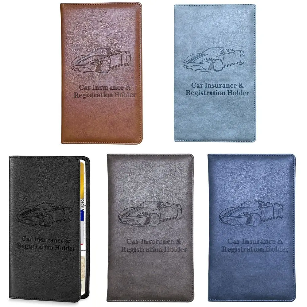 

PU Car Registration Insurance Card Holder Multi-functional Multi-pocket Car Glove Box Organizer Portable