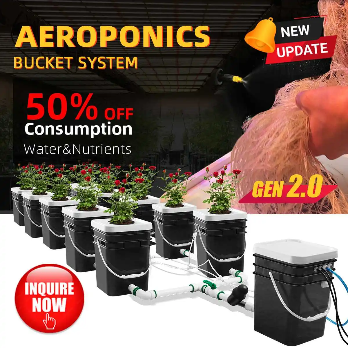 SunPlus Neue Tiefenwasserkultur 5 Gallonen 4 6 8 10 12 Site Bubble Flow Buckets DWC RDWC Hydroponic Growing System Kits