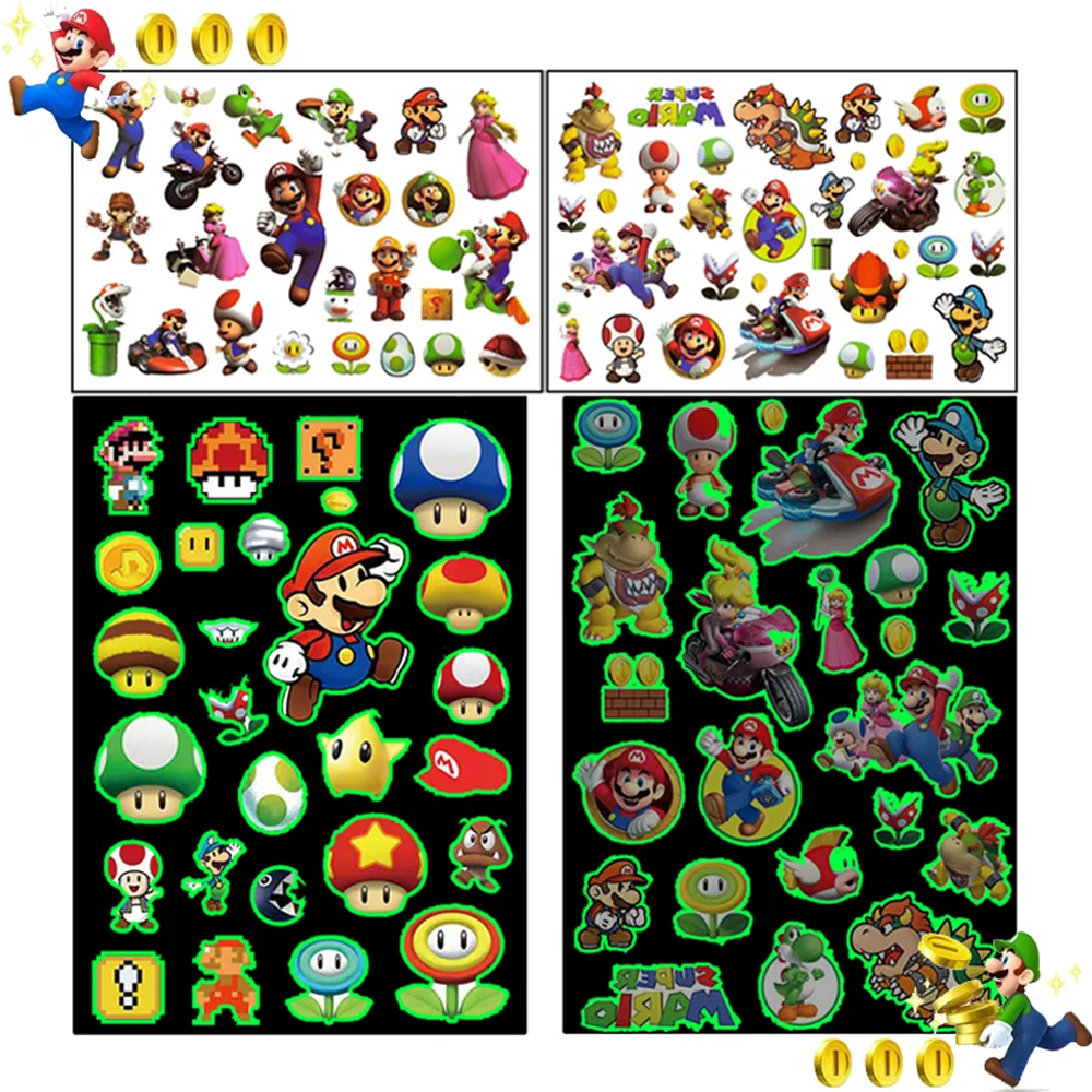 

1/5Pcs/set Cartoon Game Super Bros Temporary Tattoo Body Art Tattoo Stickers Cosplay Marios Party Toys For Kids Birthday Gifts