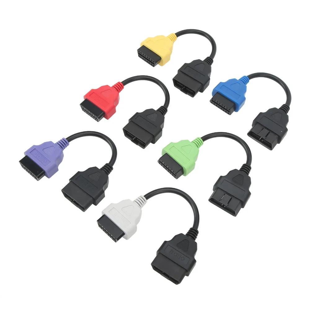 6PCS ABS OBD2 Extension Cable 6 PCS Six Colors Diagnostic Extender Cable 16 Pin Male to 16 Pin Female Compatible OBD2 Adapter