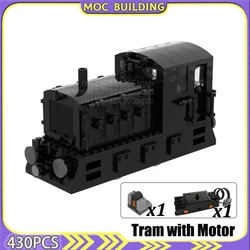 MOC Building Blocks Transporter City Tramcar Locomotive with Motor Model Railway Accessories DIY Assembly Bricks Toy Gift