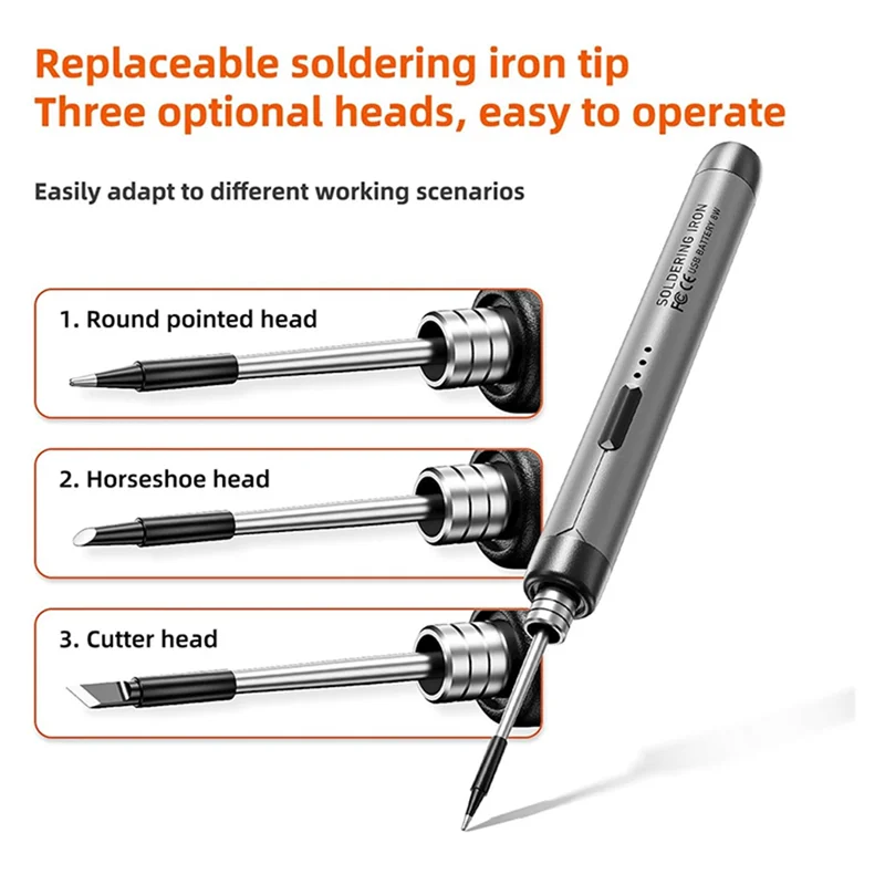 A008 USB قابلة للشحن المحمولة سبيكة لحام 3 سرعات درجة الحرارة قابل للتعديل الكهربائية إصلاح لحام الحديد أداة #5