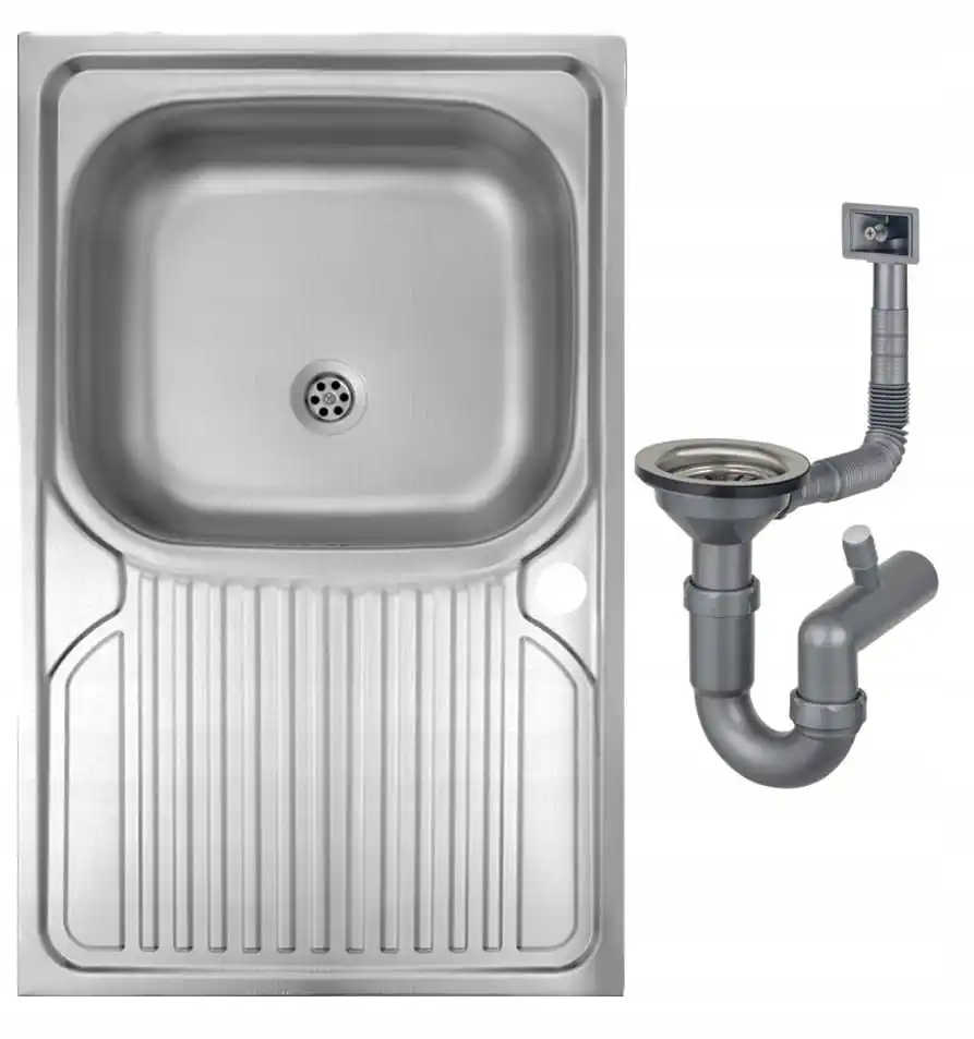 80x50 single-chamber steel sink + battery hole + battery + battery + siphon