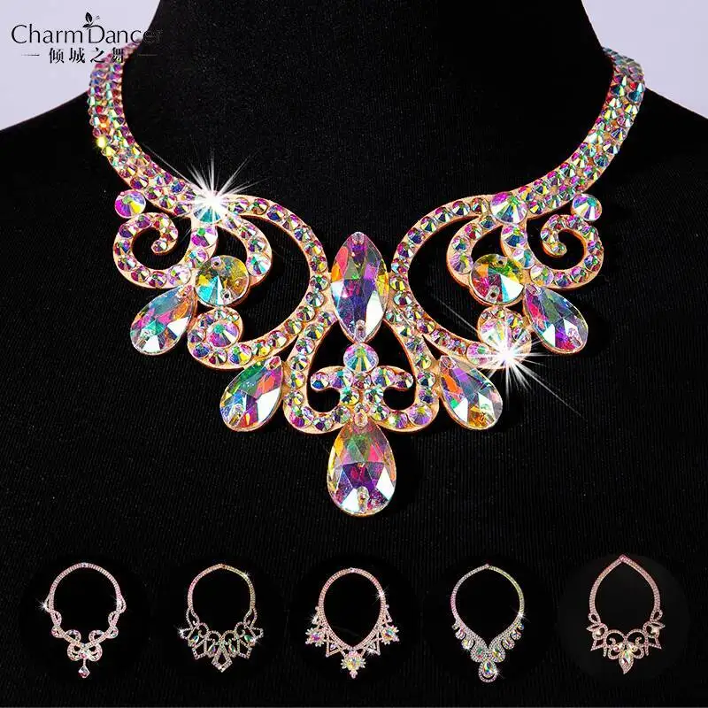 

Allure Dance New Belly Dance Necklace Fully Handmade Rhinestone Stage Performance Jewelry Competition Performance Accessories