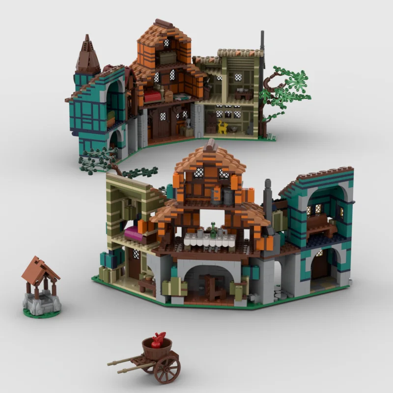 MOC Średniowieczny Mały Dom - Zabawka do składania z małych elementów - odpowiednia dla wszystkich entuzjastów do samodzielnego montażu. Kreatywny holi
