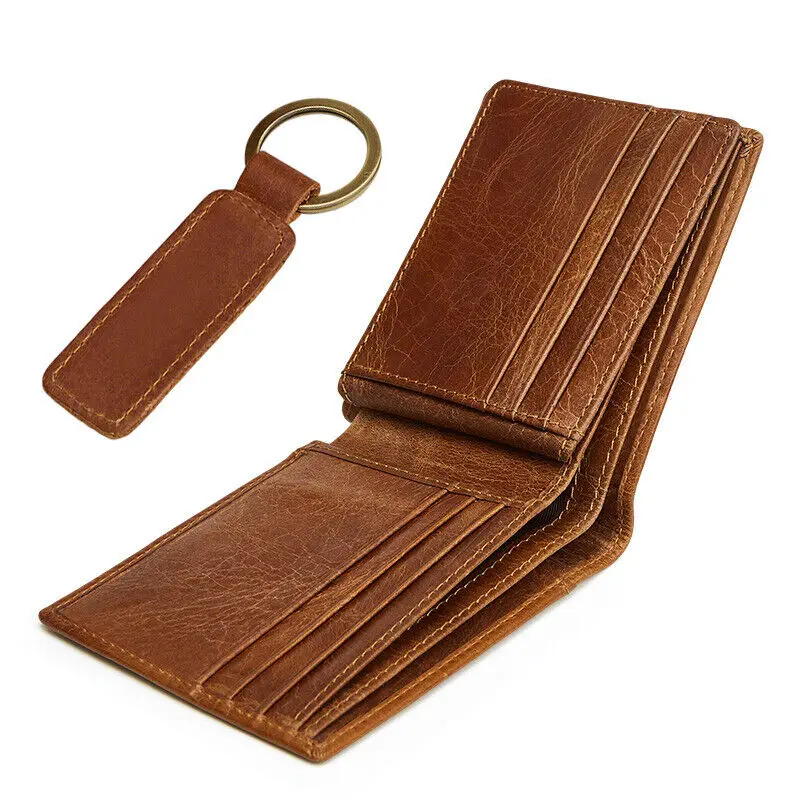 

RFID Blocking Leather Men Wallet with Keychain ID Bifold Wallet and Key Holder