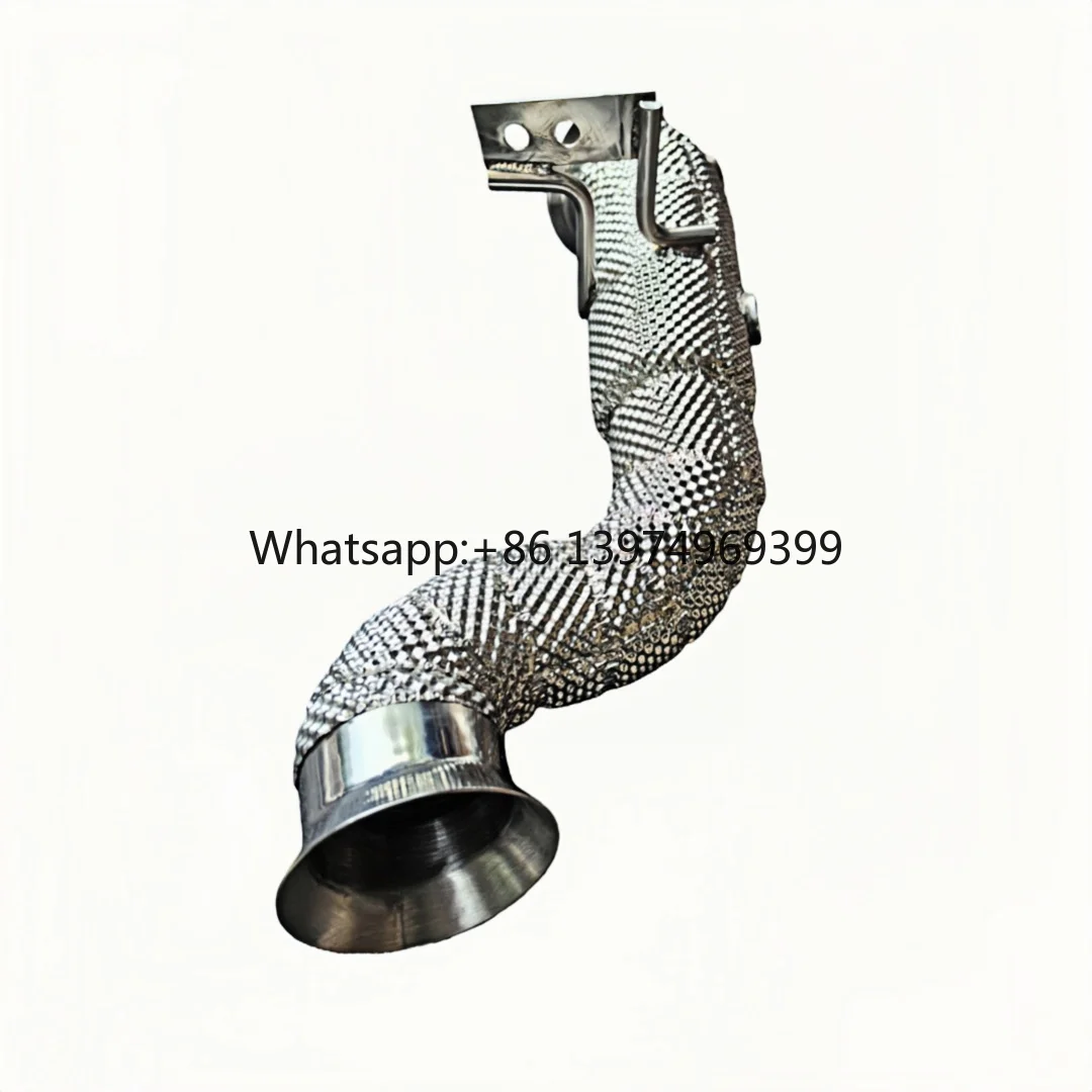 For DEX Stainless Steel With Heat Shiled High Flow Exhaust Downpipe for 2014-2018 Mercedes Benz  C200 C250 C300 W205 2.0T