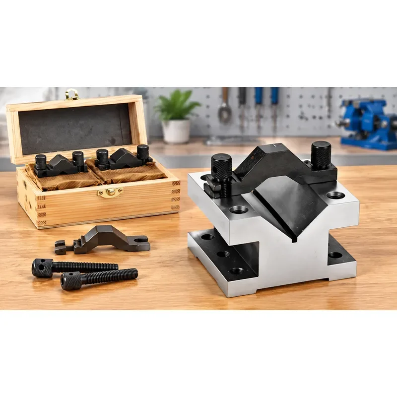 V Block Clamp Pair Precision Ground Hardened Steel Vise Set for Milling Machine Testing Tool Matching Clamping Fixture