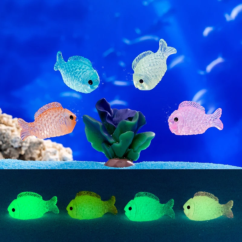 1Pc Mini Luminous Fish Micro Ornaments Fluorescence Animal Succulent Plants Potted Decoration Micro Landscape Accessories