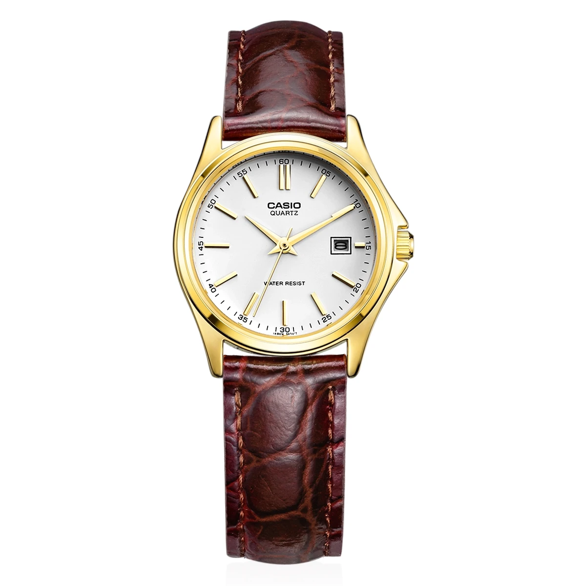 CASIO LTP-1183E Ladies Dress Watch, Stainless Steel Case, Adjustable Leather Band, Daily Waterproof Elegant Timepiece for Office
