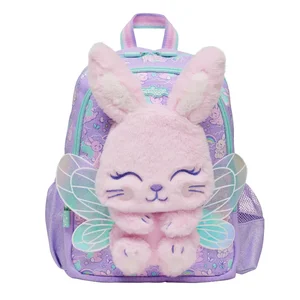 Kawaii Retrátil Pen Bag para Crianças, Australian Smiggle School Bag, Coelho Anjo Roxo, Mochila Média, Copo de Água, Presente Estudante 10 principais vendas mochila angela - №5