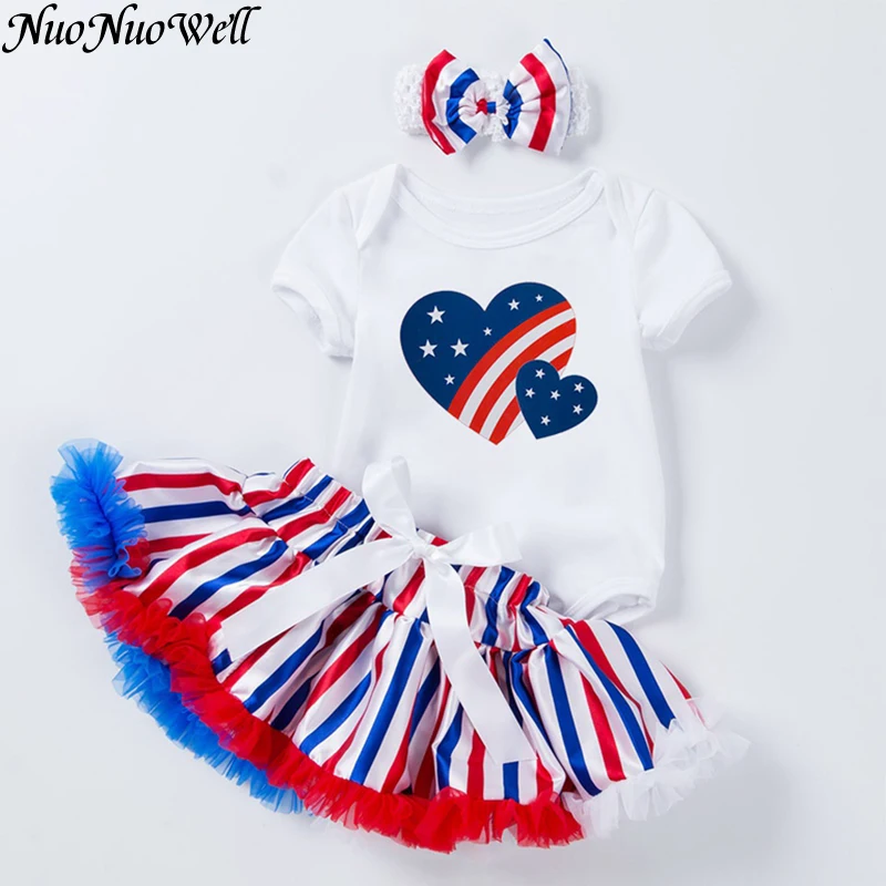 Baby Girl Clothes 0 to 24 Months Newborn Festival Clothing Toddler Infant Independence Day Outfits 3pcs Summer Girl Bodysuit