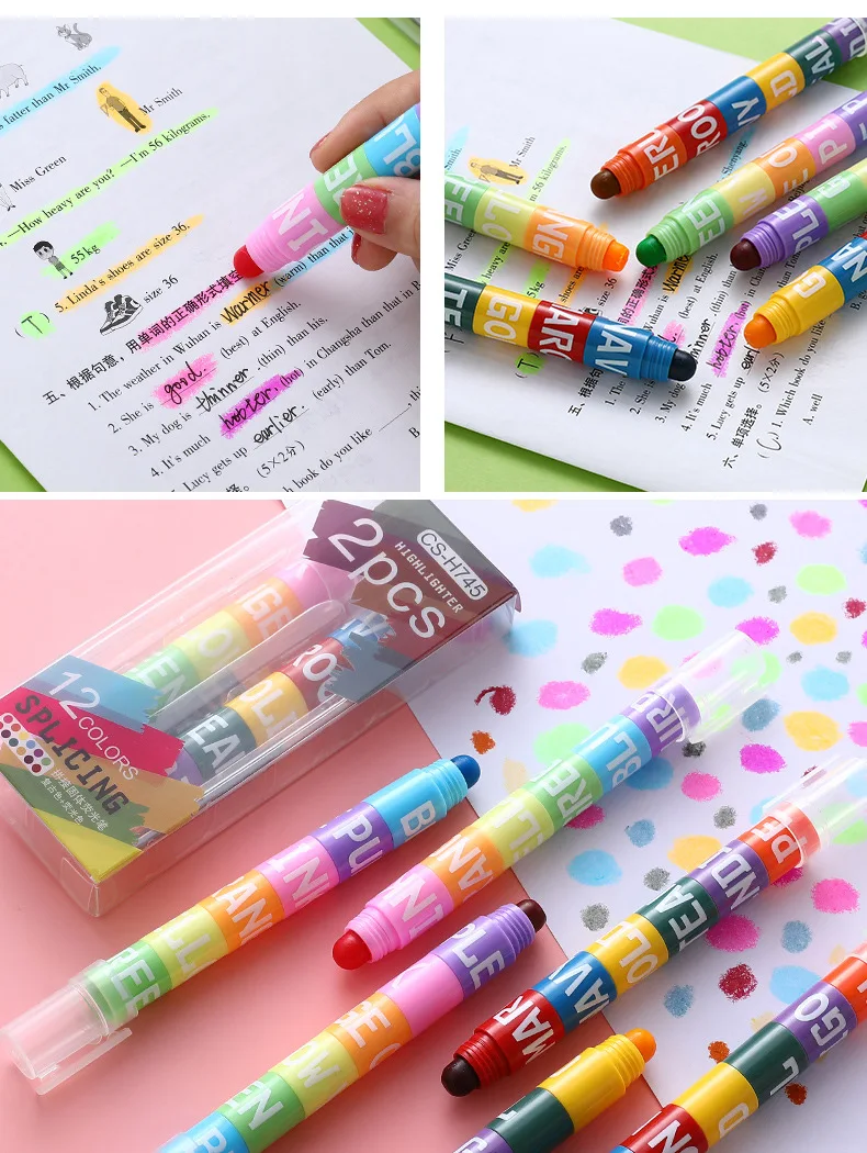 Farbe Highlighter Abnehmbare Spleißen Kreative Nette Stifte Retro Graffiti Markierung Stift für Kinder Studenten Schule Schreibwaren – Detail 10