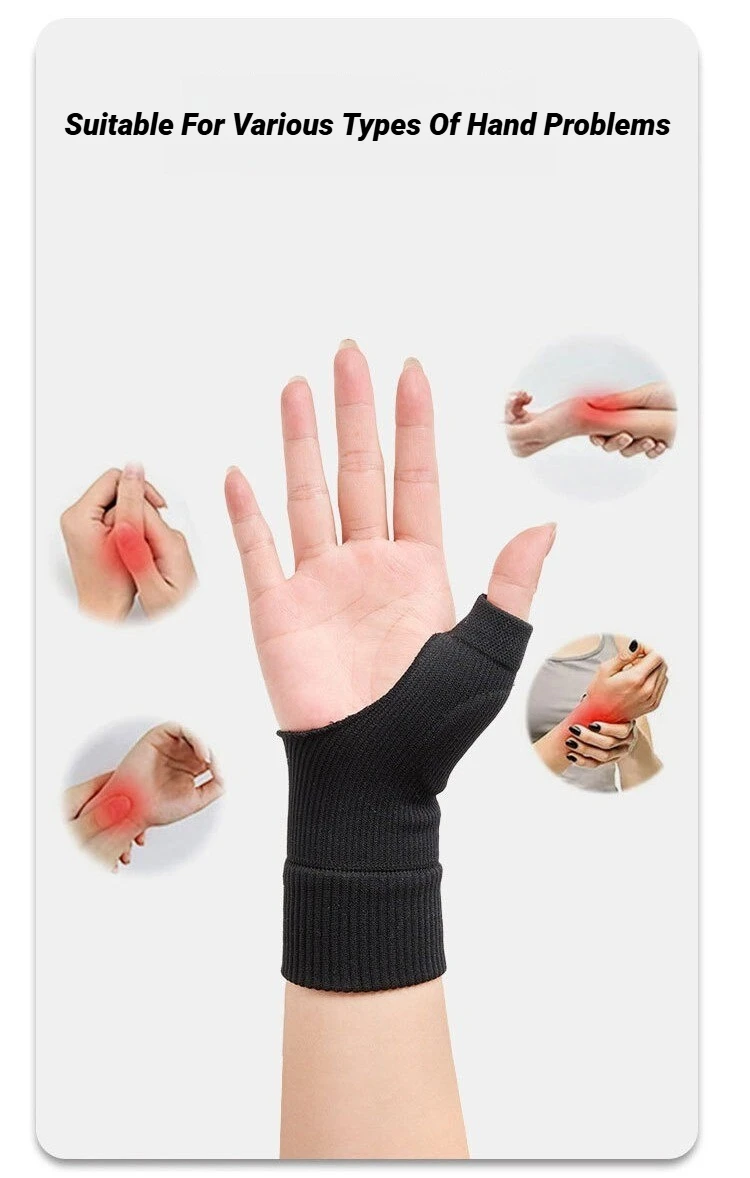 1 Paar Handgelenk-Daumen-Kompressionshandschuhe für Arthritis, atmungsaktive Stützbandage, gestrickte Finger-Schutzpolster, Sport-Sicherheits-Handgelenkbandage – Detail 2