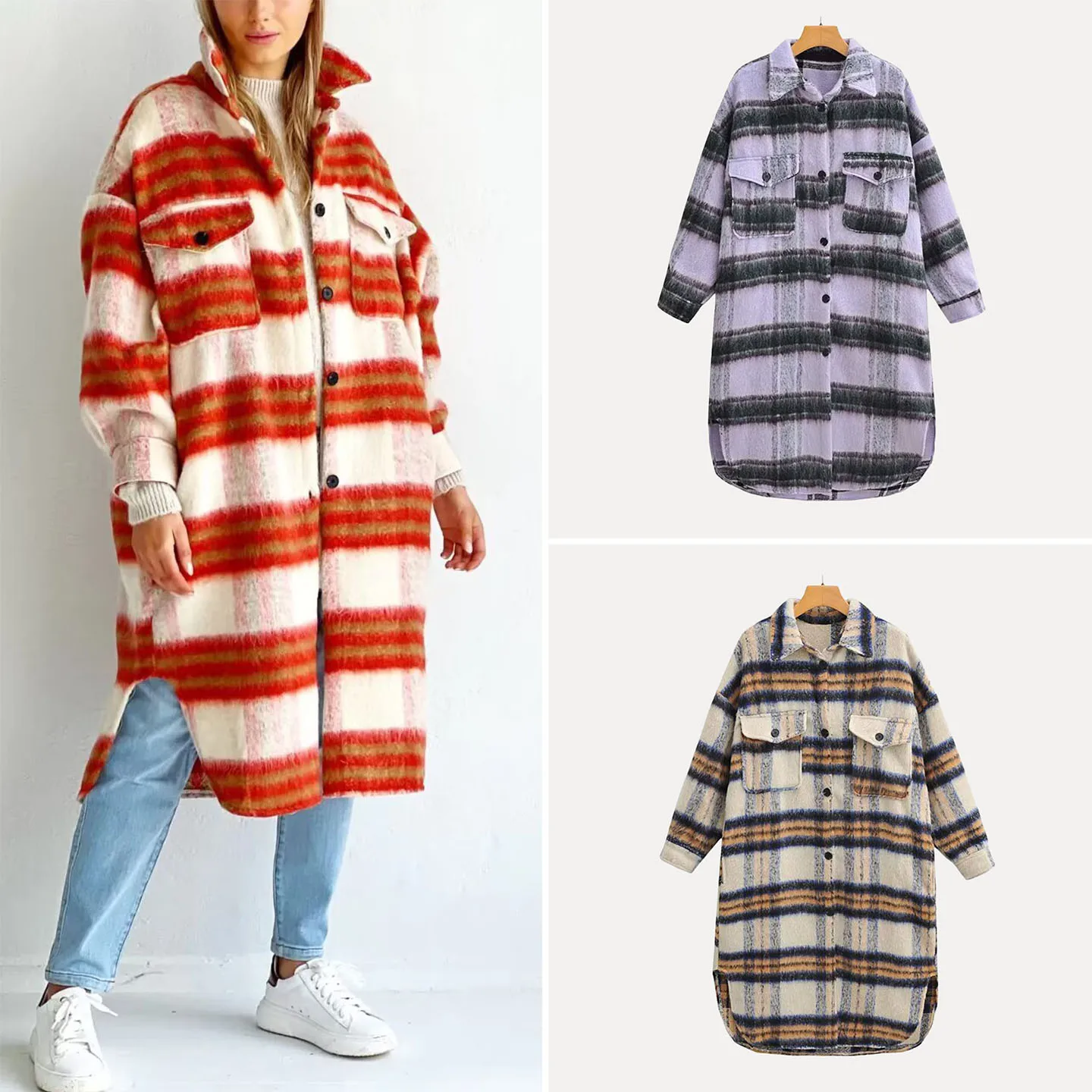 

2025 Autumn New Faionable Women's Woolen Plaid Coat Commuter Versatile Personali Sle Ladies Premium Quali Outerwear