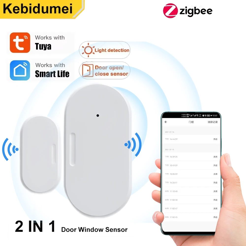 2-IN-1 เซ็นเซอร์ประตูหน้าต่าง Tuya Zigbee Cat Contact การตรวจจับประตูด้วยแสงสําหรับ Smart Home ทํางานร่วมกับ Alex Google Home