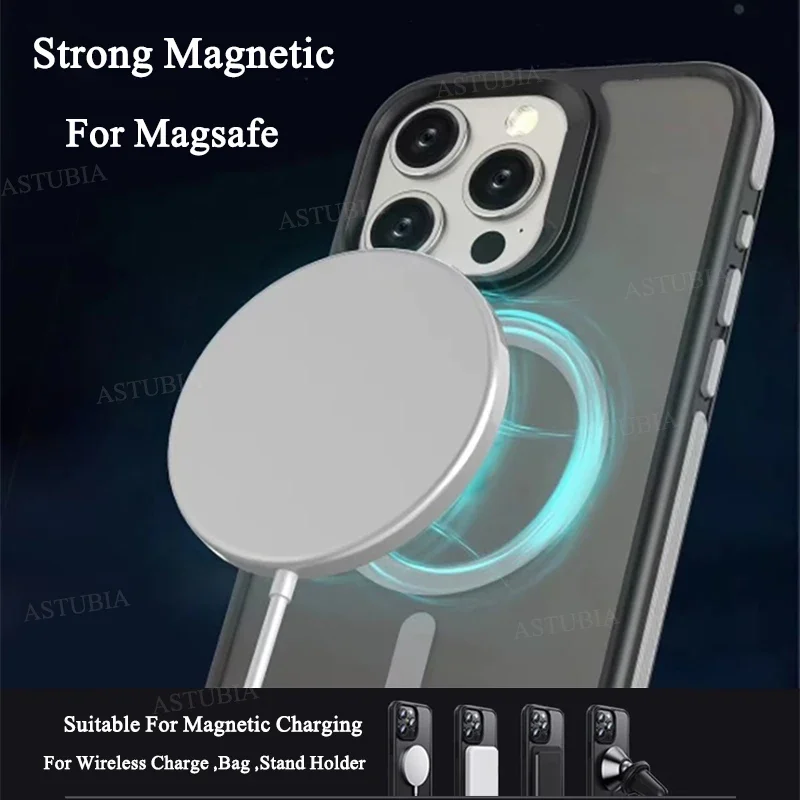 Fashion Bicolor Matte Frosted Magnetic Case For iPhone 15 14 13 12 11 Pro Max Plus Magsafe Wireless Charge Translucency Cover