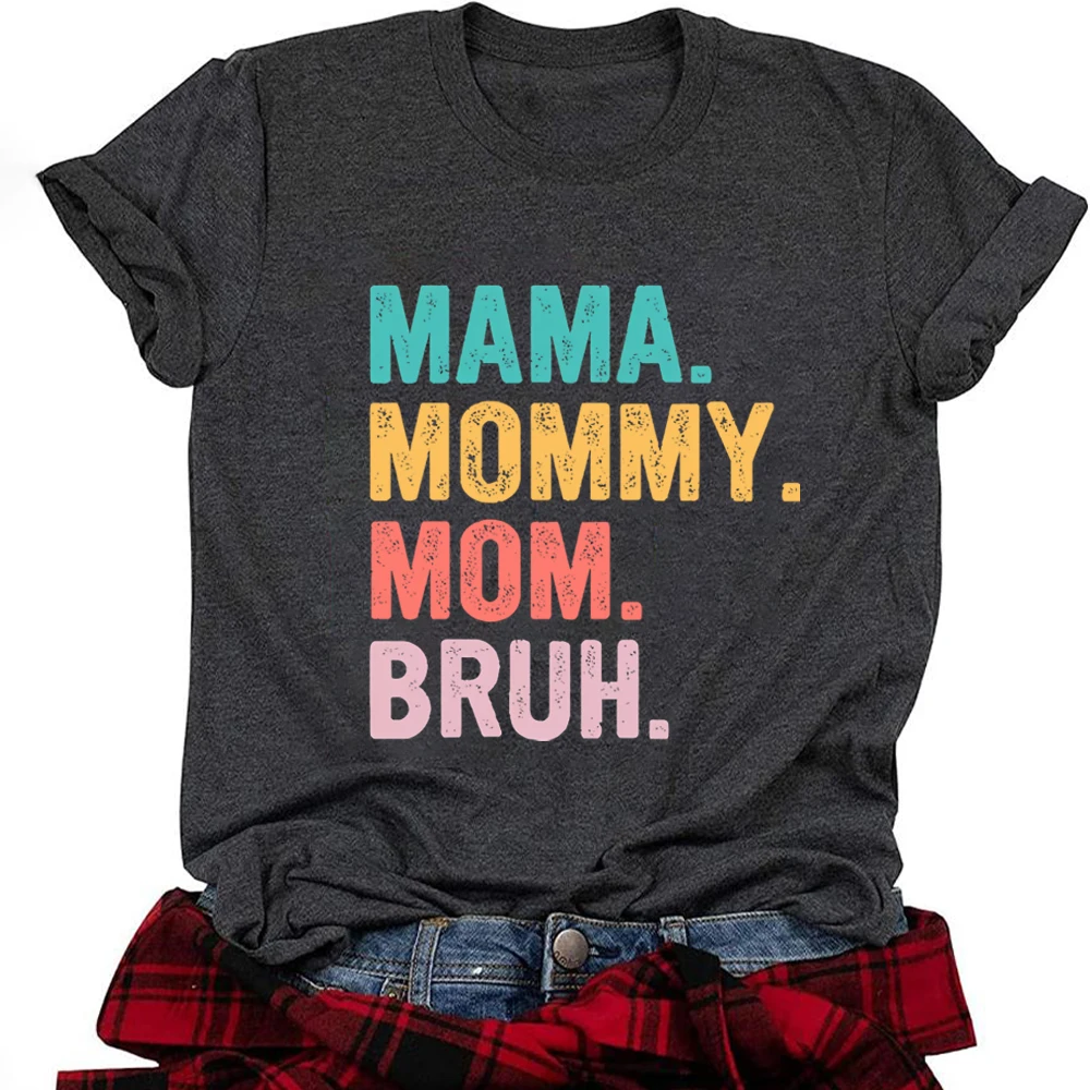 

Mama Mommy Mom Bruh T Shirt Mom Shirt Mama Life Shirts Mother's Day T-shirt Women Summer Trendy Short Sleeve Casual Tops