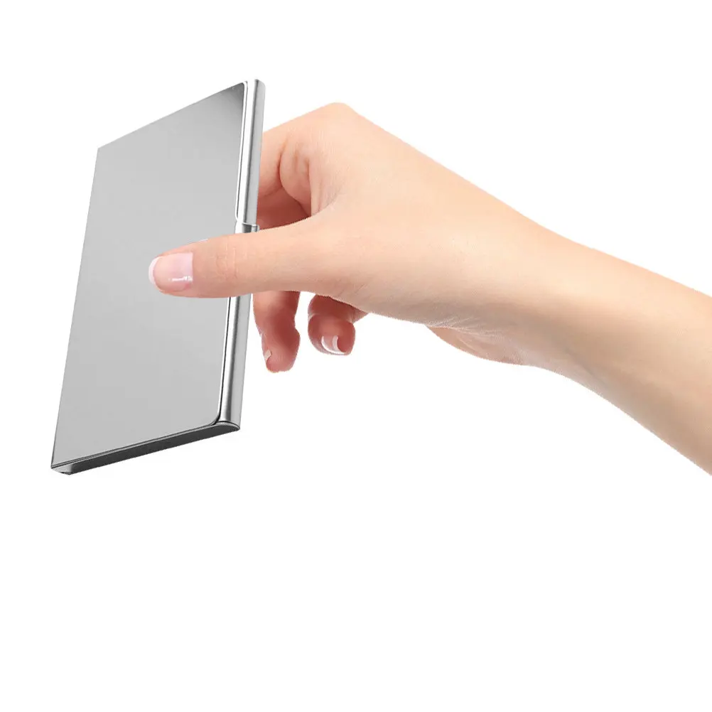 3Pcs Stainless Steel Business Card Holder Minimalist Metal Name Card Case High Capacity Slim Organizer for Men Women Business