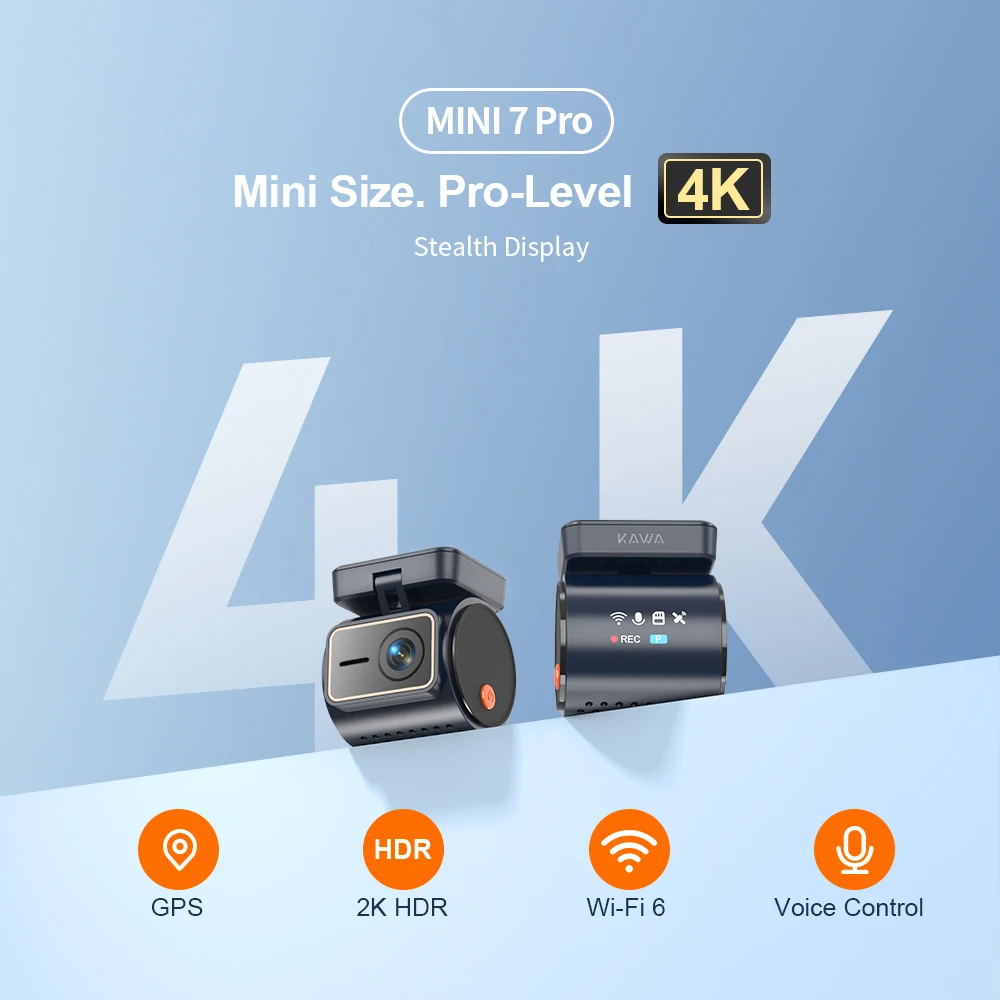 KAWA Dashcam MINI 7 Pro 4K Stealth-Display Sprachsteuerung Superkondensator Dashcam Loop-Aufnahme HDR Auto-DVR Parküberwachung – Detail 3