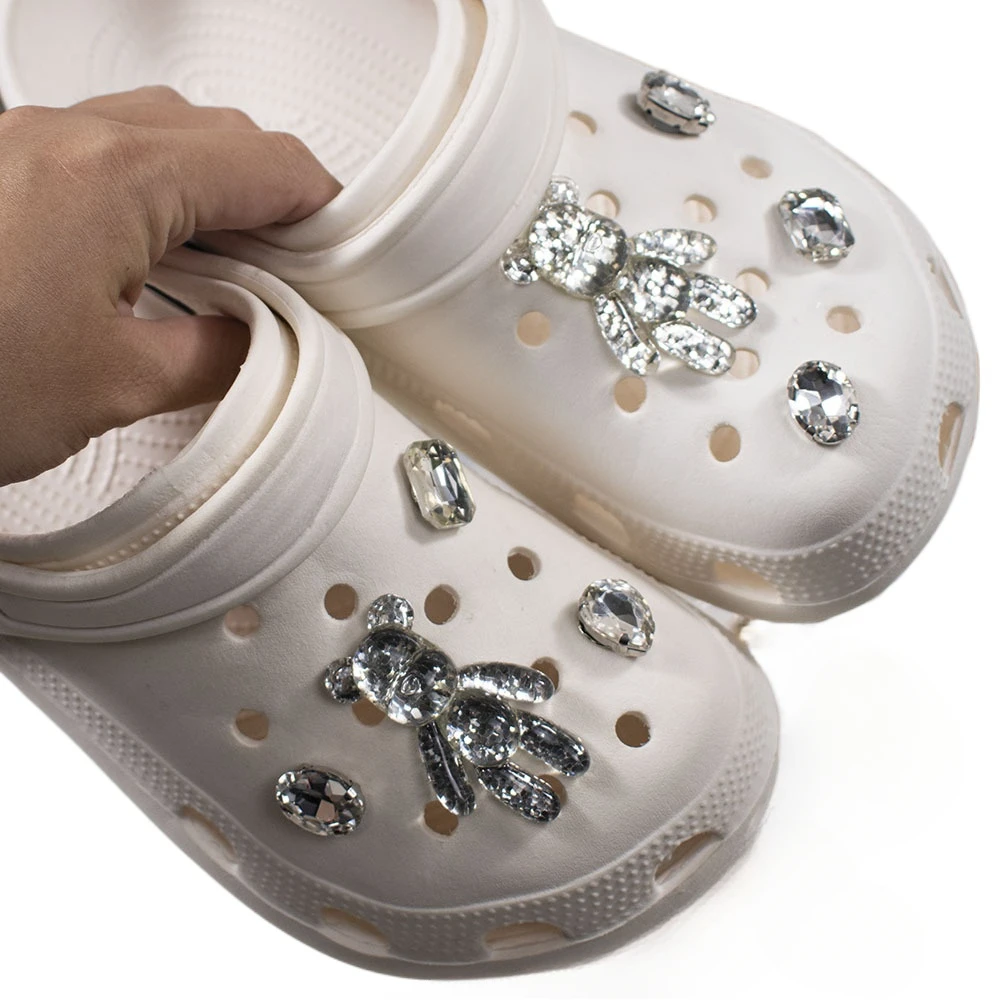 سحر الأحذية ل Crocs DIY الكرتون كريستال الدب حجر الراين زينة الأحذية اكسسوارات سحر ل قباقيب حقيبة الشرائح الصنادل
