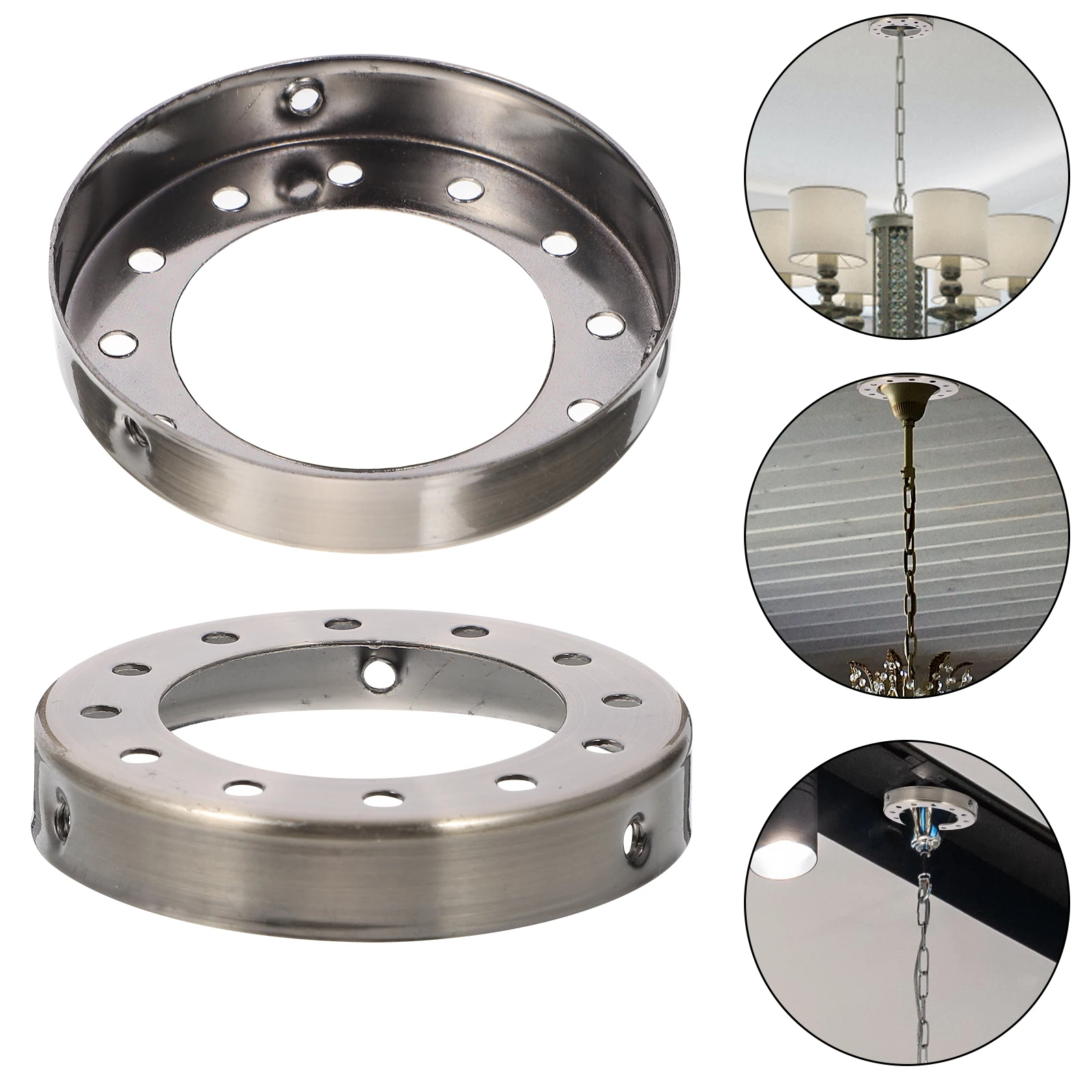 

2pcs Lamp Shade Metal Adapter Decorative Cover Ring For Light Fixture Parts Ceiling Lamp Decor Diy Repair Replacement Ring