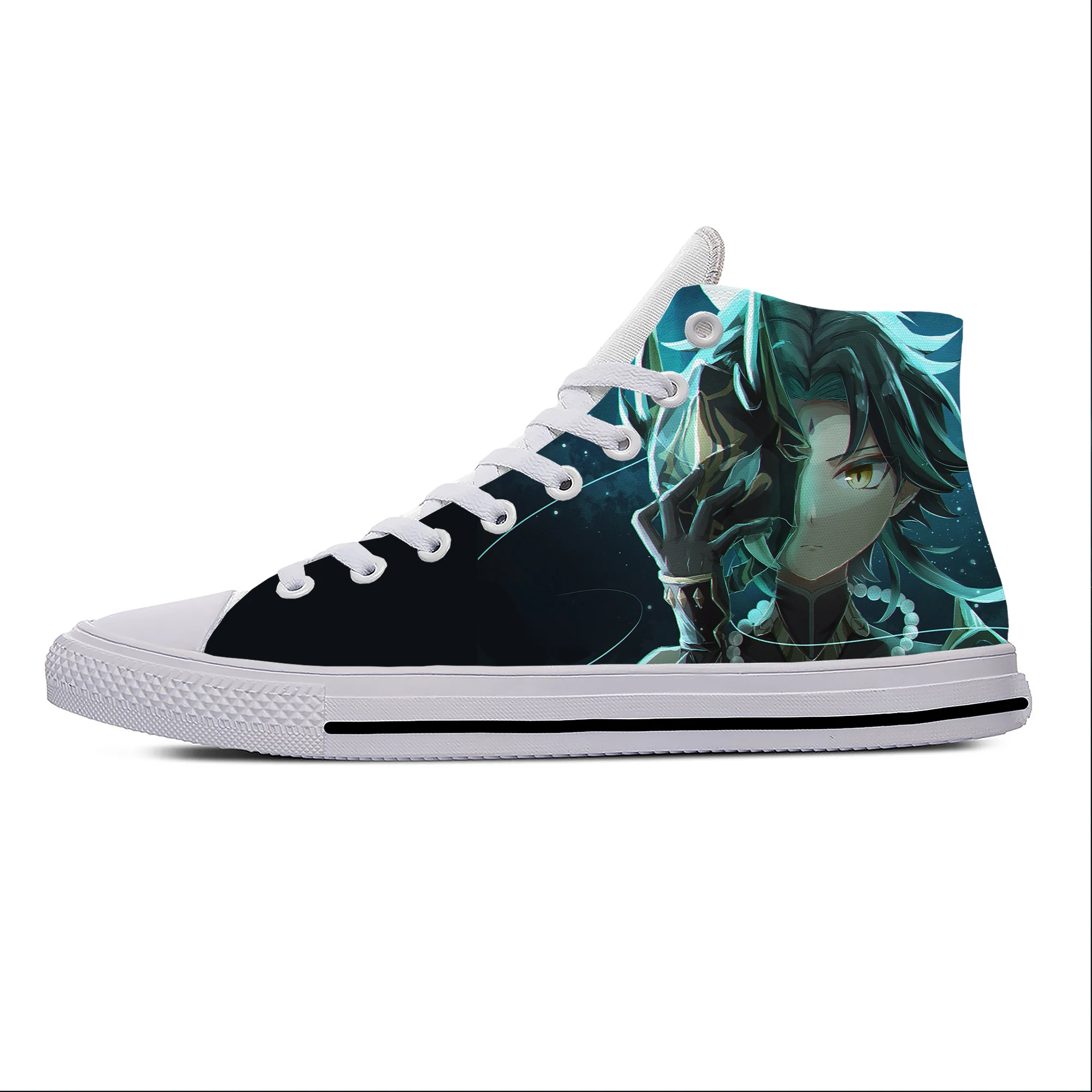 Anime Cartoon Manga Game Genshin Impact Xiao Summer Casual Shoes Breathable Men Women Sneakers High Top Lightweight Board Shoes