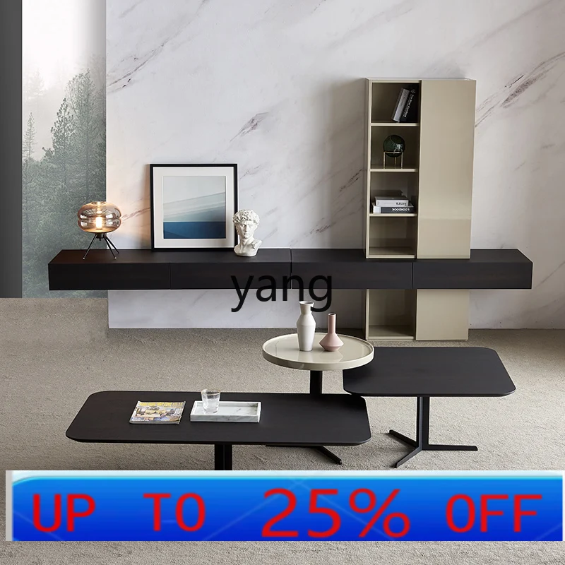 

lmm Italian light luxury minimalist size high and low coffee table TV cabinet combination modern simple solid wood