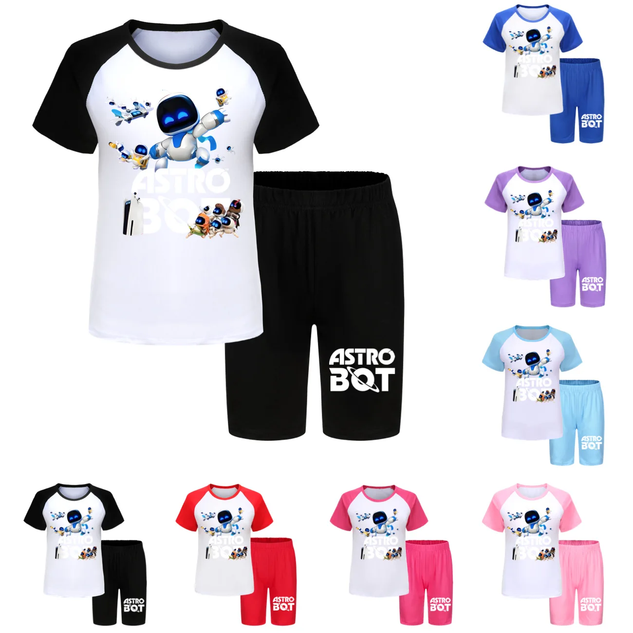 Game Astro Bot Pajama Sets Kids ASTROBOT Sleepwear Boys Short Sleeve Top Shorts 2pcs Set Girls Cartoon Nightwear Children's Suit