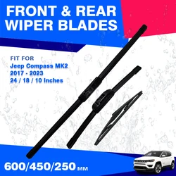 Front Rear Windscreen Wiper Blades For Jeep Compass 2017 - 2023 MK2 2nd Brushes Car Accessories Cutter 2018 2019 2020 2021 2022