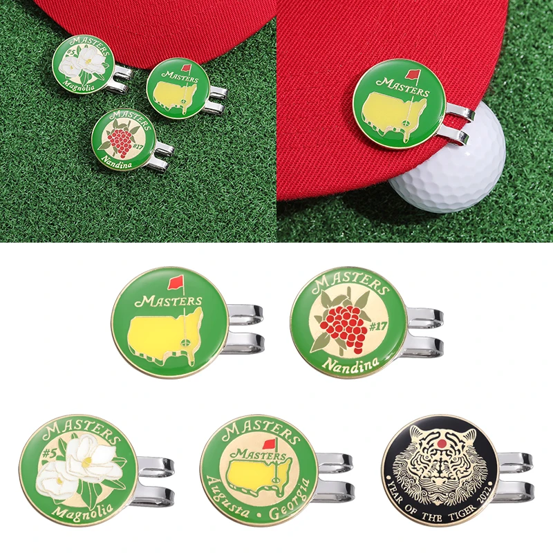 Golf Ball Mark with Magnetic Golf Hat Clip Marker US Map White Flower Tiger One Putter Golf Marker Training Aids For Golfer Gift