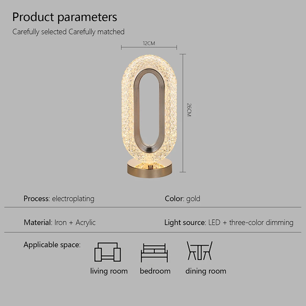 Lampada da tavolo di lusso leggera lampada da comodino per camera da letto decorazione del soggiorno luce notturna atmosfera di cristallo semplice e romantica con Base