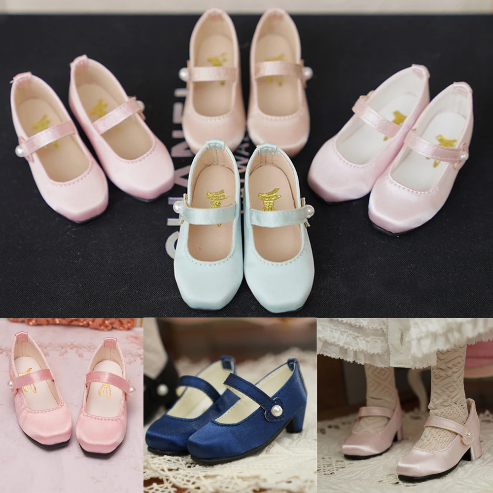 

D09-P719 детская игрушка ручной работы 1/4 MDD кукла MSD DD BJD/SD кукольная обувь розовый зеленый синий атласный жемчужная пряжка на высоком каблуке 1 пара