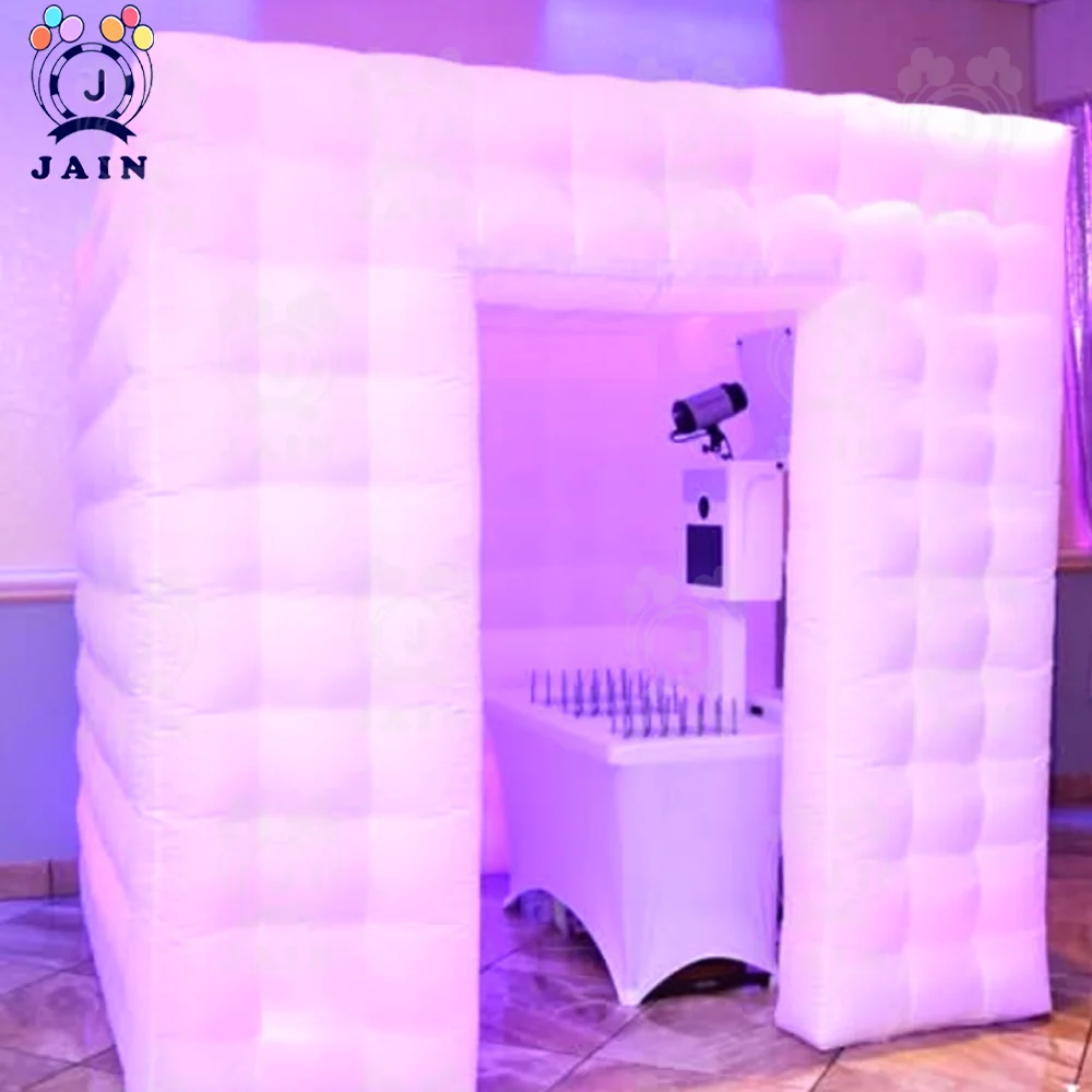 210D Oxford Photo Booth Cube Cabin Inflatable House With Multi-color Led Light  Inflatable Photo Booth For Party Wedding