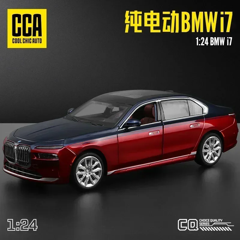 1:24 BMW I7 G70 Alloy Luxy Car Model Diecast Metal Toy Limousine Pure Electric Vehicles Car Model Sound Light kids Gift C391