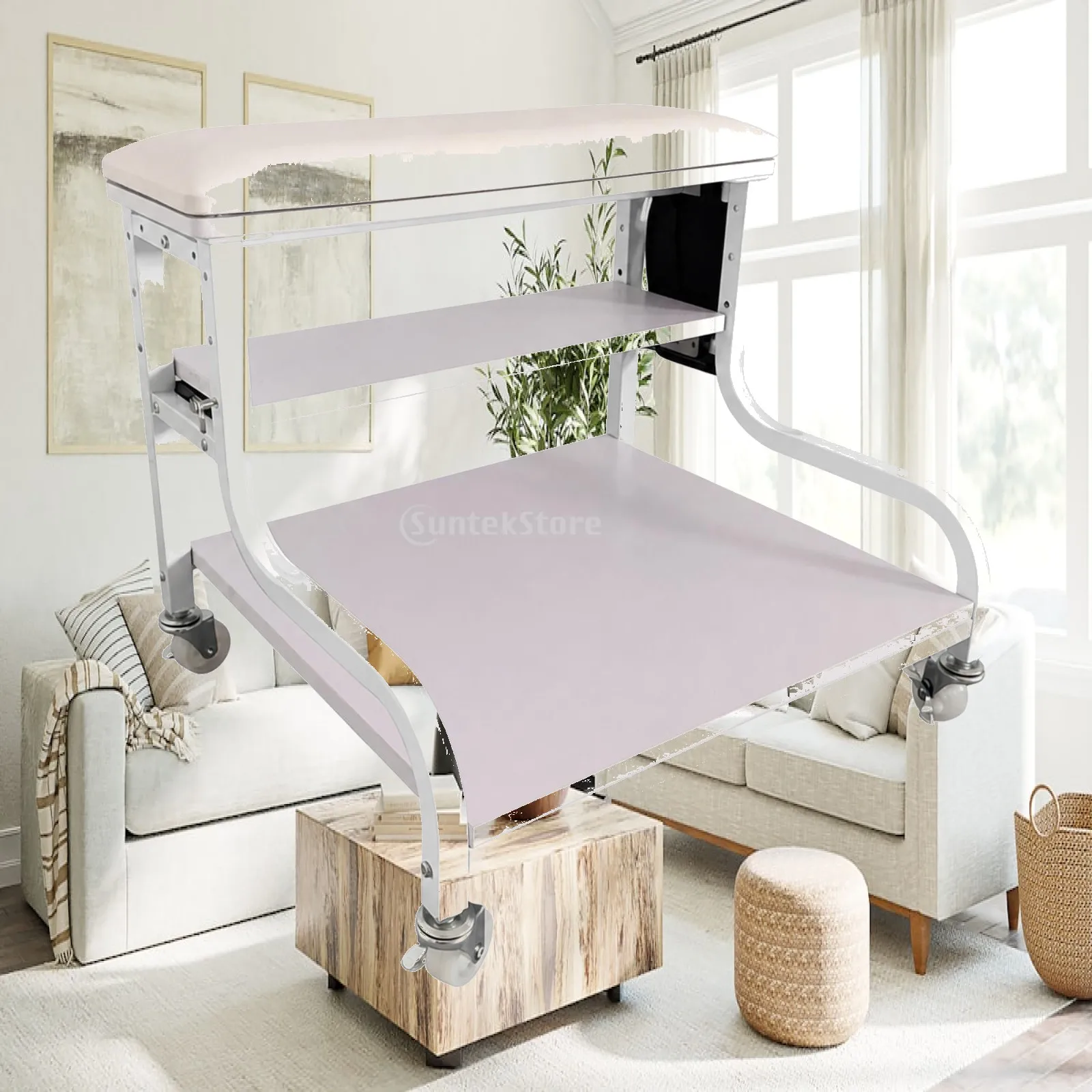 Professional Beauty Trolley Cart with Caster Wheels and Hanging Holder for Manicure Tools