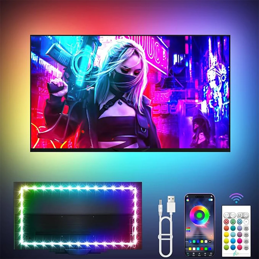 RGB TV LED Lights With Music Sync Bluetooth APP Flexible Television Ambilight Strip Light For TV Room Decor TV Back Light Diode