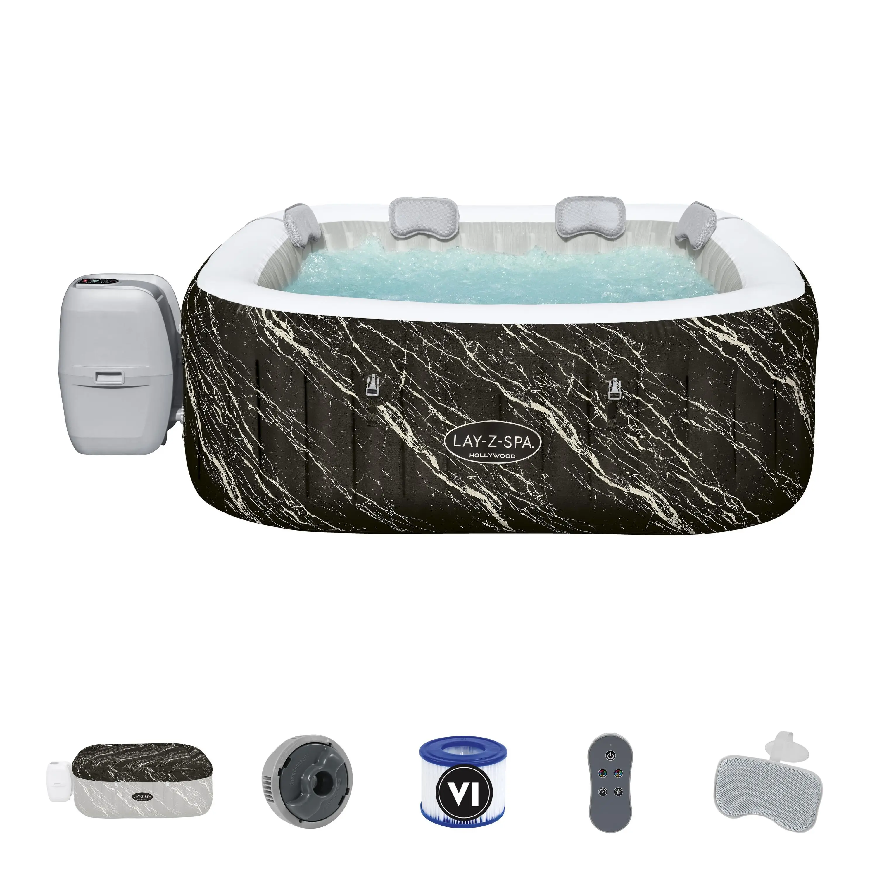 High Texture Safety Certificate Bestway 6001F Smart 180x66cm Luxe AirJet 6 Marble Square Recreational Hot Tub Spa Bath
