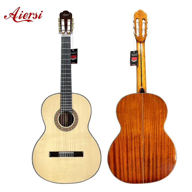 

Chinese factory price aiersi brand handmade gloss finish Solid spruce top vintage spanish classical guitar nylon string Instru