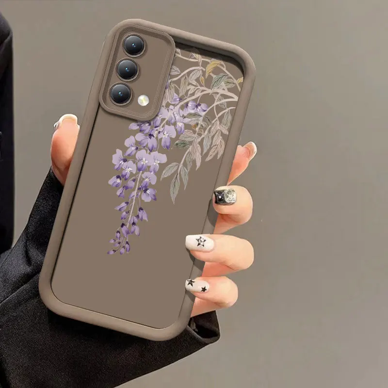 Purple Flowers Branch Case For Infinix Tecno Spark GO 2024 2025 30C 20C 10 POP8 Camera Lens Protection Silicone Soft Phone Cover