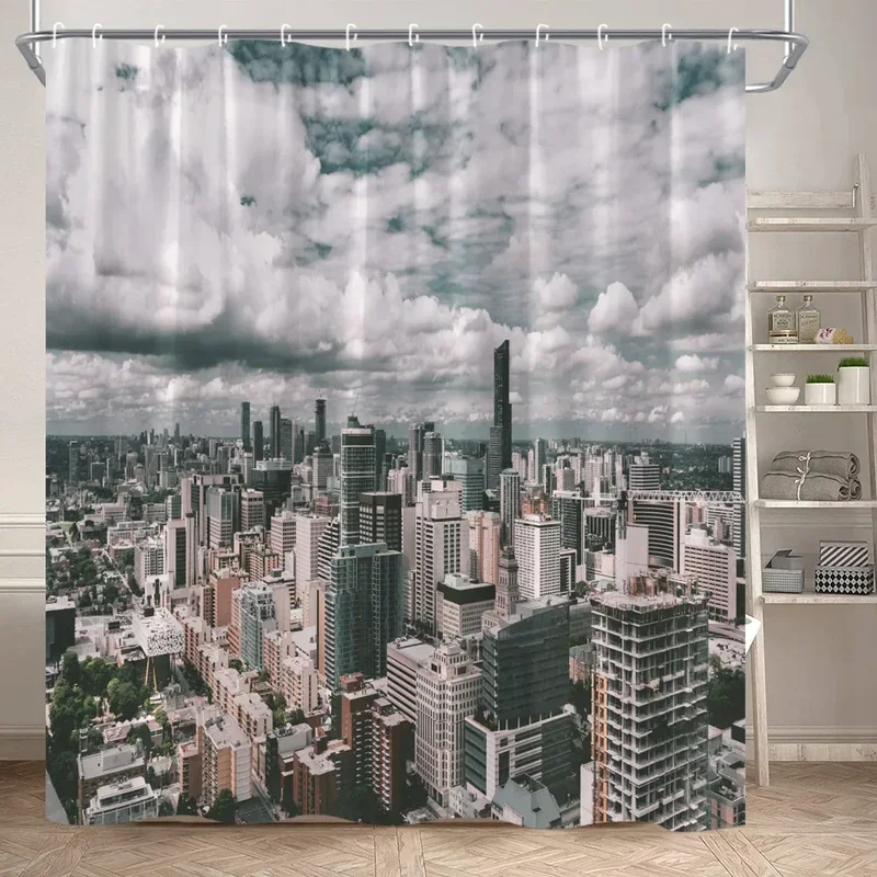 Urban Architecture Shower Curtain New York City Center Architectural Landscape Bathtub Partition Polyester Fabric Bathroom Decor