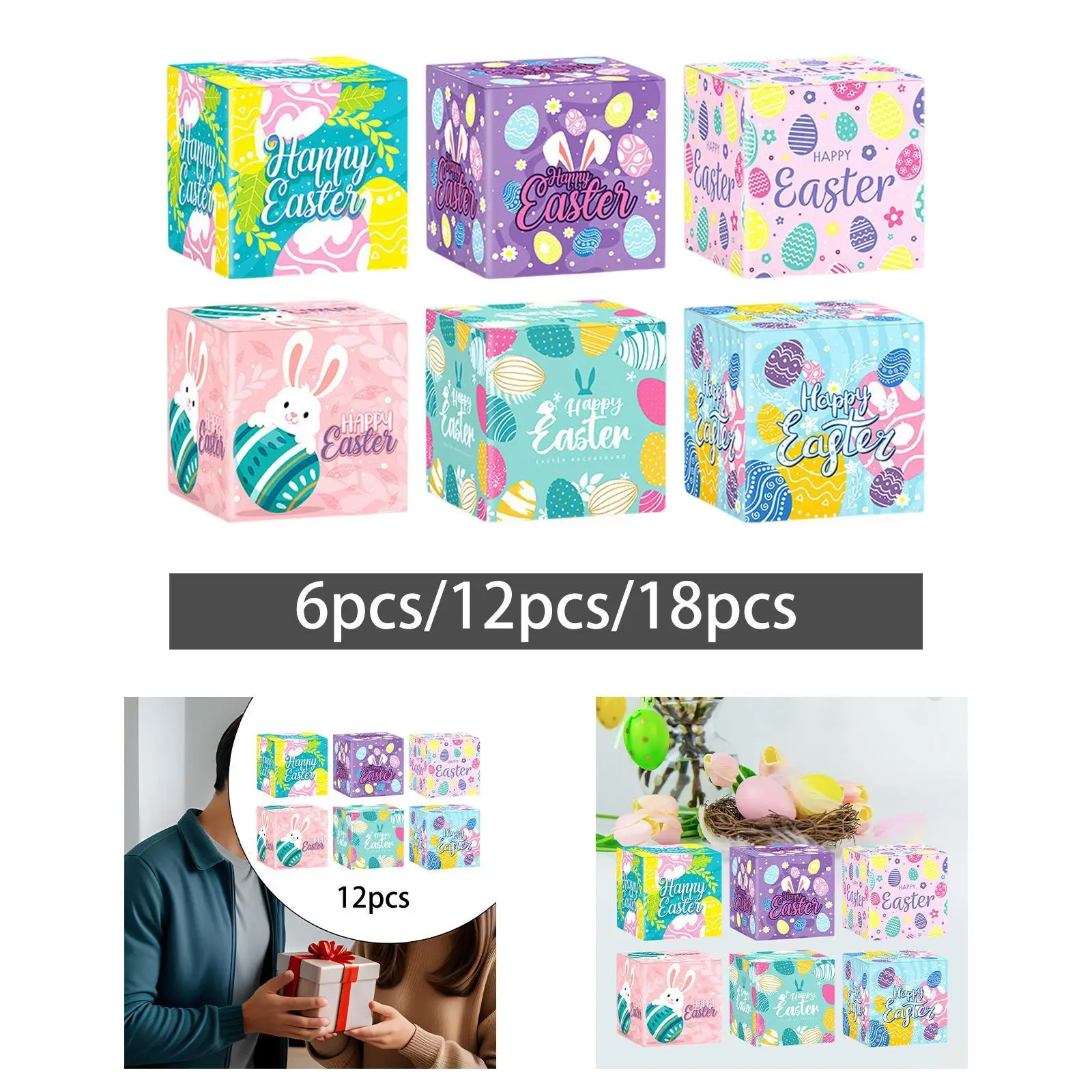 Easter Bunny Candy Boxes Colorful Gift Container Multifunctional Sweet Box for Easter Family Gathering
