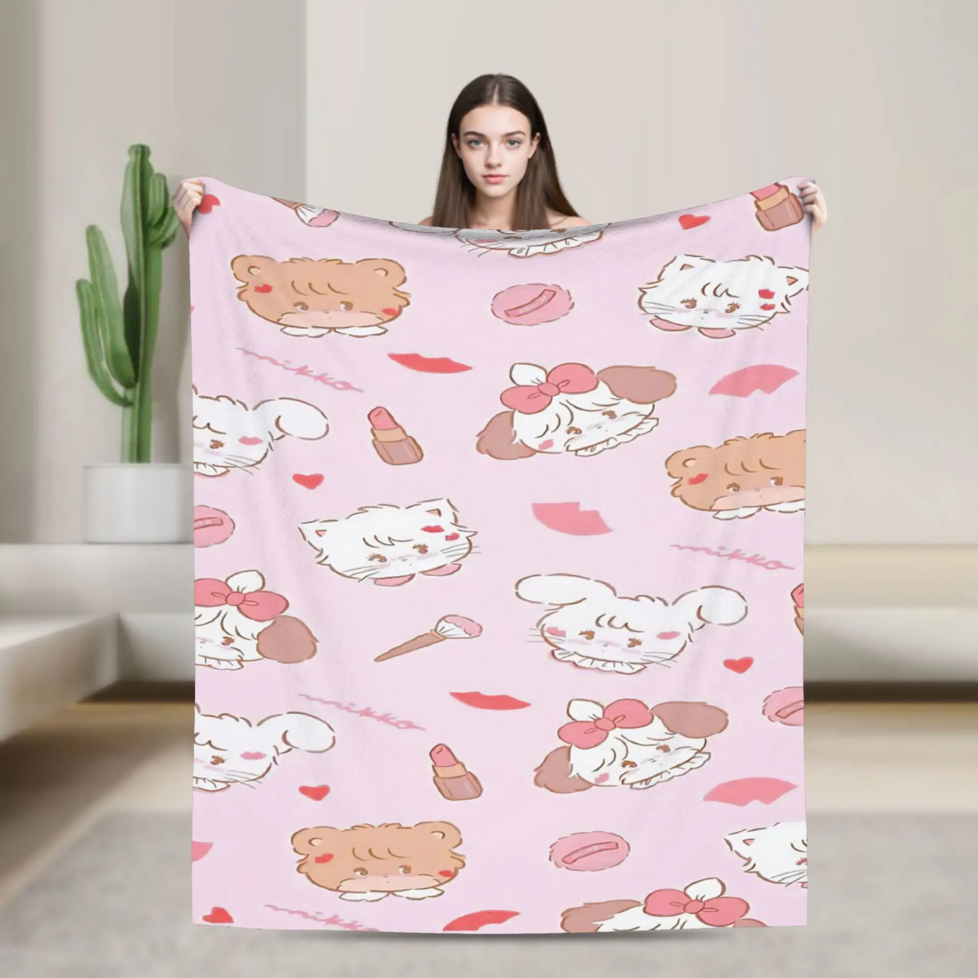 pink cartoon Mikko Mousse  Blanket Multi-size Soft and Lightweight  Throw Blankets for Couch Sofa and Bed