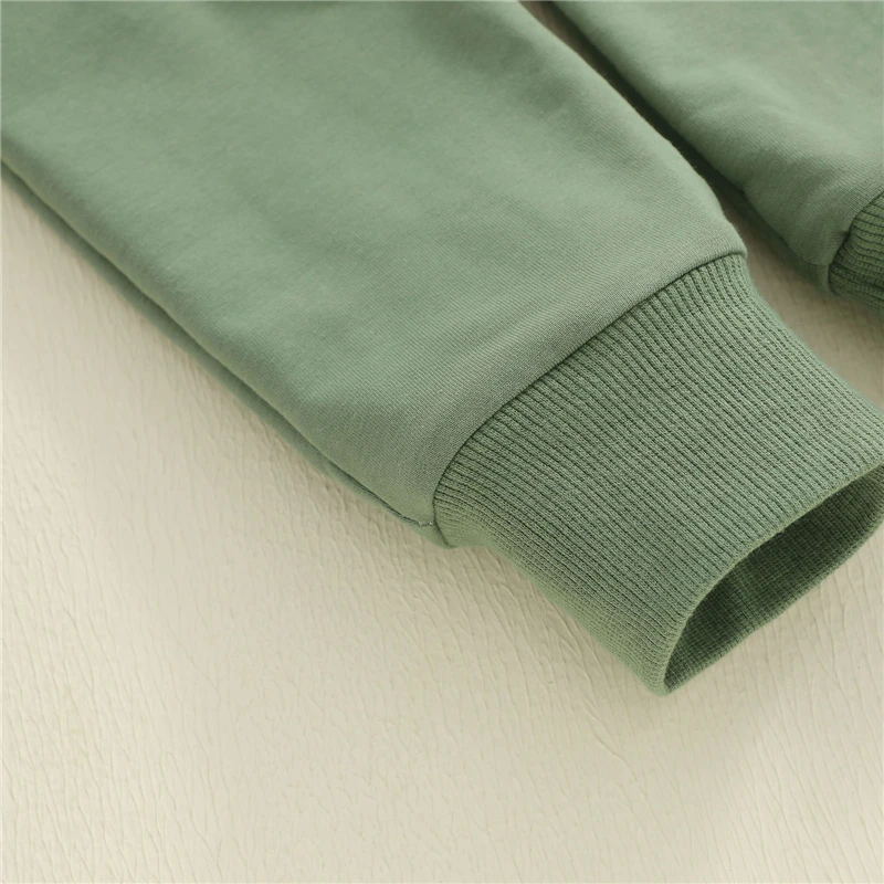 طفل صبي الخريف ملابس الأفوكادو خطابات التطريز طويلة الأكمام جولة الرقبة البلوز + مرونة الخصر السراويل الصلبة 2 قطعة مجموعة